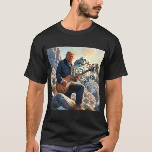 Camiseta Trump Tocando Violão Elétrico Monte Rushmore MAGA