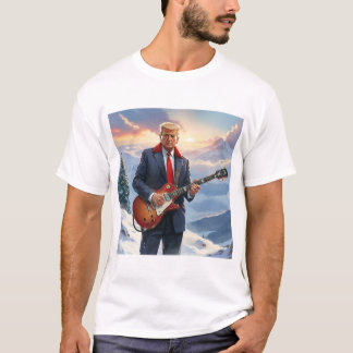 Camiseta Trump tocando violão elétrico na árvore de Natal