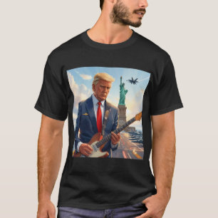 Camiseta Trump Tocando Violão Elétrico na Estátua da Liberd
