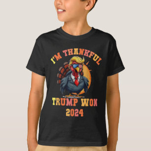 Camiseta Trump Turkey Engraçado Meme I m Thankful Trump Won