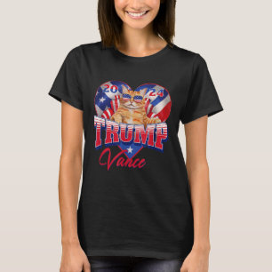 Camiseta Trump Vance 2024 Cat Heart Presidente Político Ame
