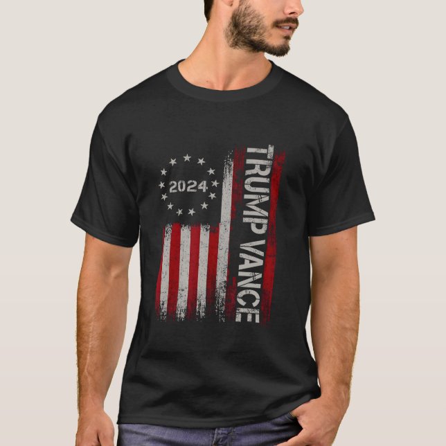 Camiseta Trump Vance 2024 Para Presidente VP EUA Republican (Frente)