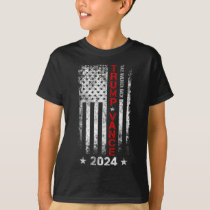 Camiseta Trump Vance 2024 U Flag Vintage - take America Bac