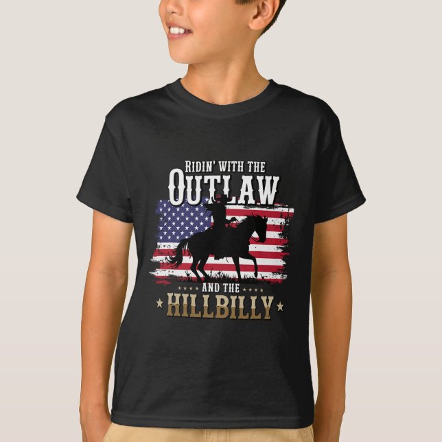 Camiseta Trump Vance 2025 Cavalgando Com o Hillbilly Fora d (Frente)