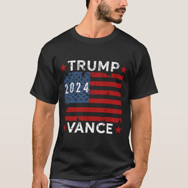 Camiseta Trump Vance 24 TShirt, Trump 2024 Eleição (Frente)