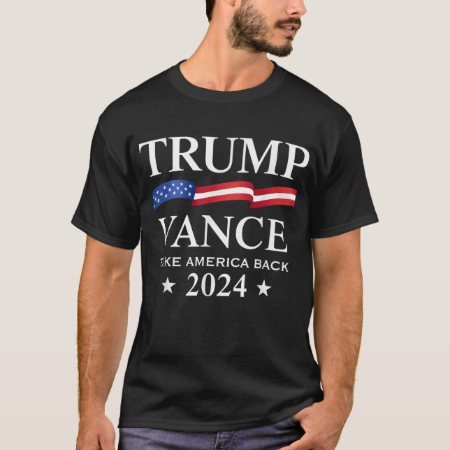 Camiseta Trump Vance traz a América de volta 2024, bandeira (Frente)
