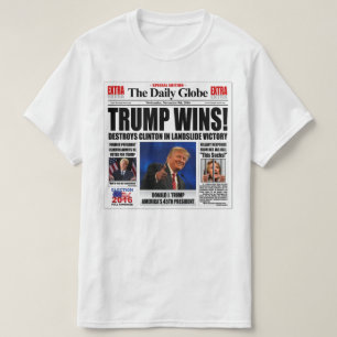 Camiseta Trump Vence! Sátira de Jornal Anti Clinton Engraça