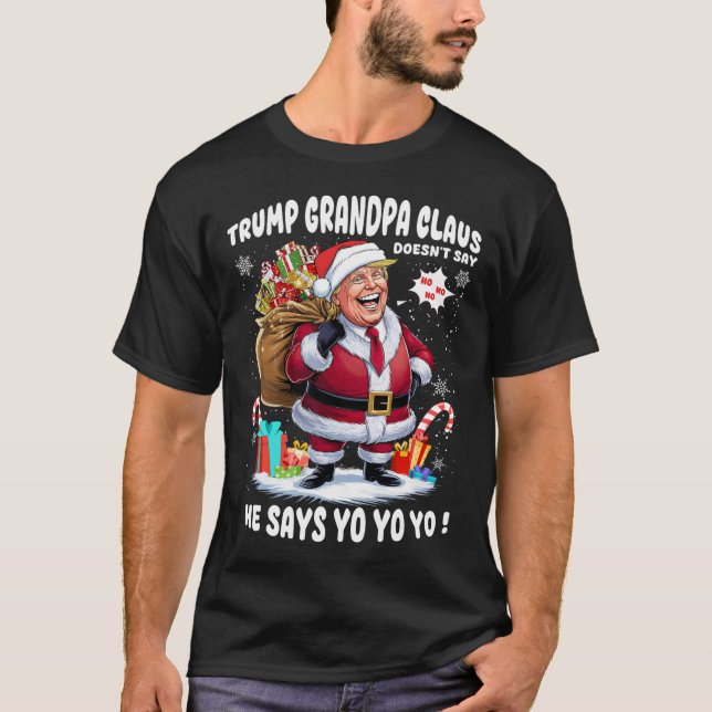Camiseta Trump Vovô Claus Yo Yo Yo Natal (Frente)