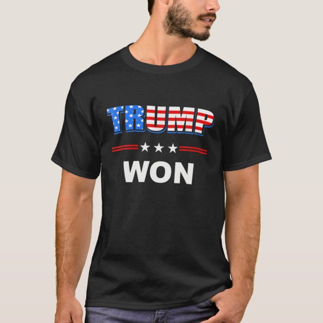 Camiseta Trump-Won T 4 De Julho, Presentes De Bandeiras Ame (Frente)