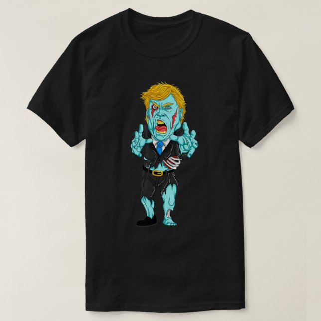 Camiseta Trump Zombie Presidente Cute do Halloween Engraçad (Frente do Design)