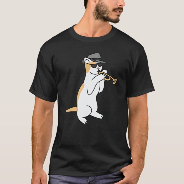 Camiseta Trumpet Player Cat Jazz   (Frente)