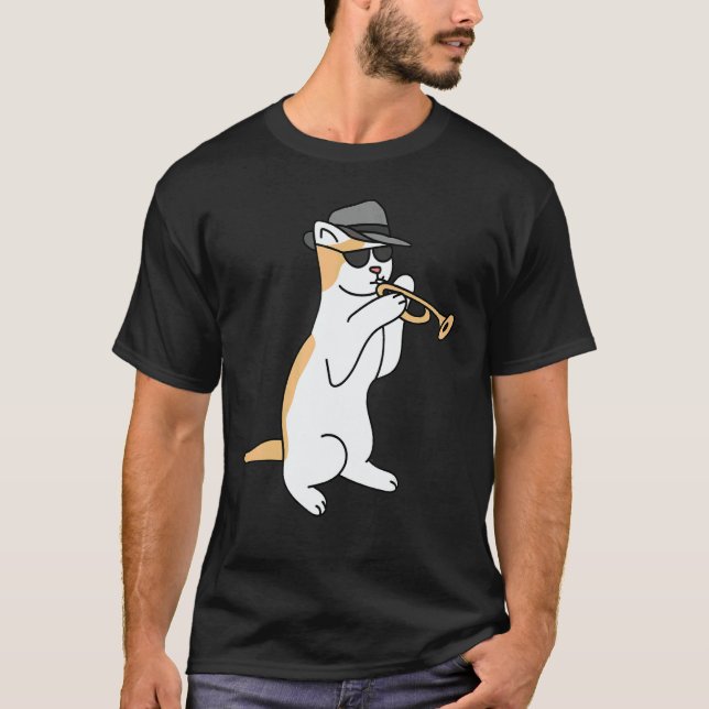 Camiseta Trumpet Player Cat Jazz (Frente)