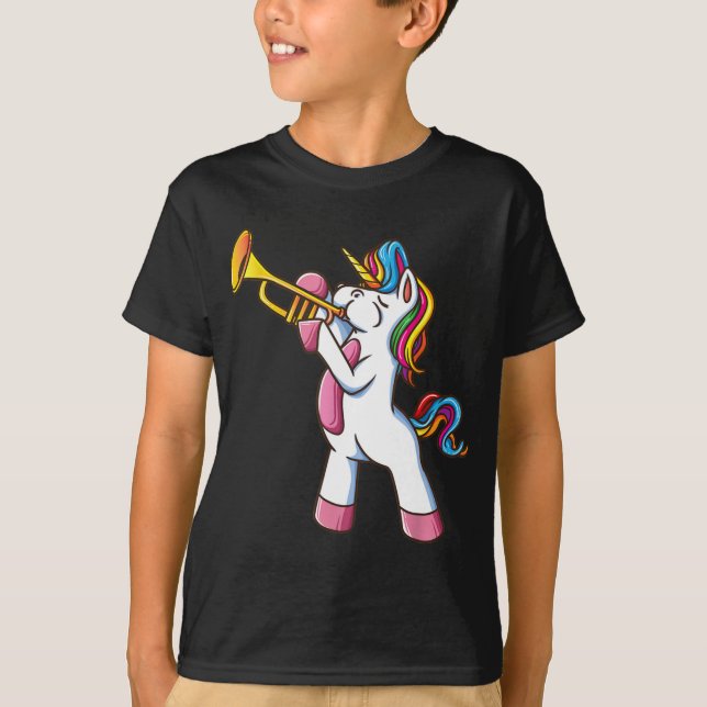 Camiseta Trumpet Unicorn Marching Band And Jazz Player Gift (Frente)
