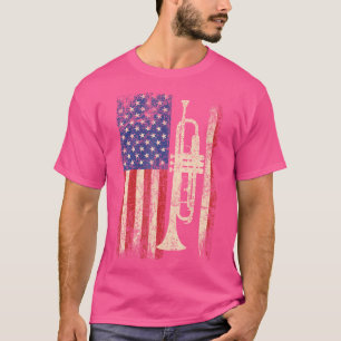 Camiseta Trumpet Usa American Flag Jazz Music Men