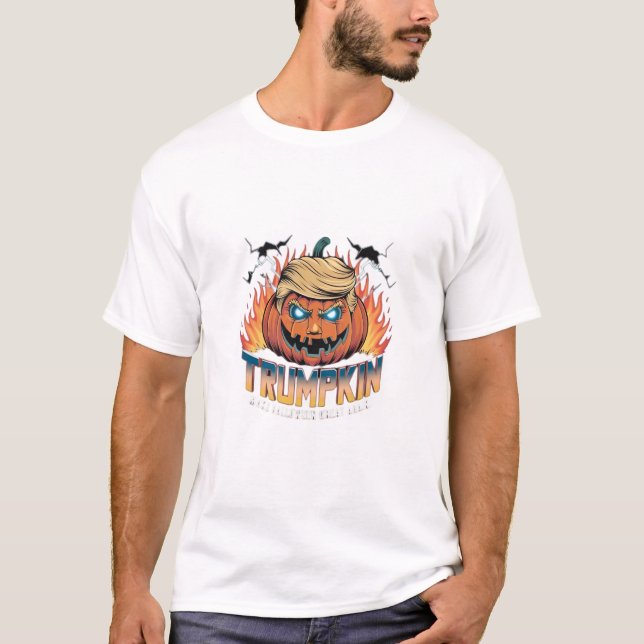 Camiseta Trumpkin Clássico - Design de Abóbora Louca (Frente)