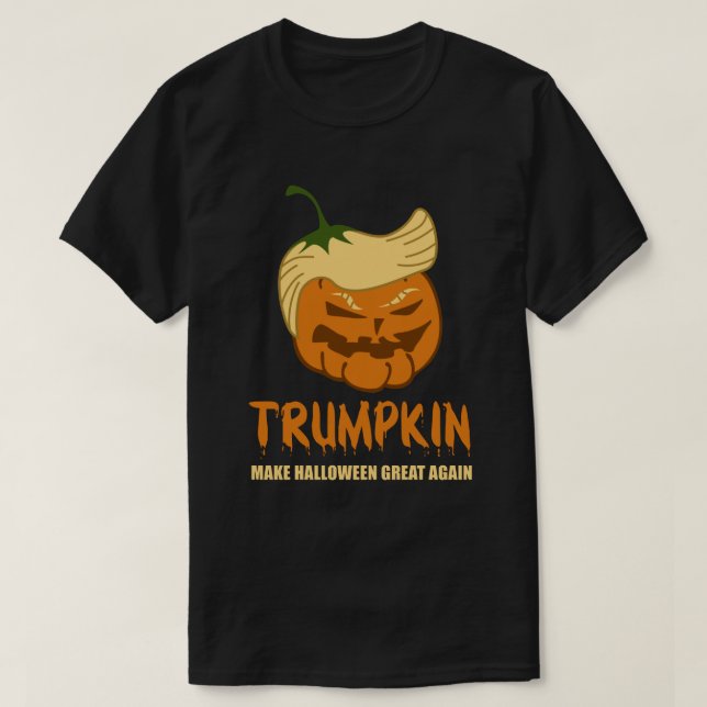 Camiseta Trumpkin - Faça Excelente De Halloween Novamente (Frente do Design)