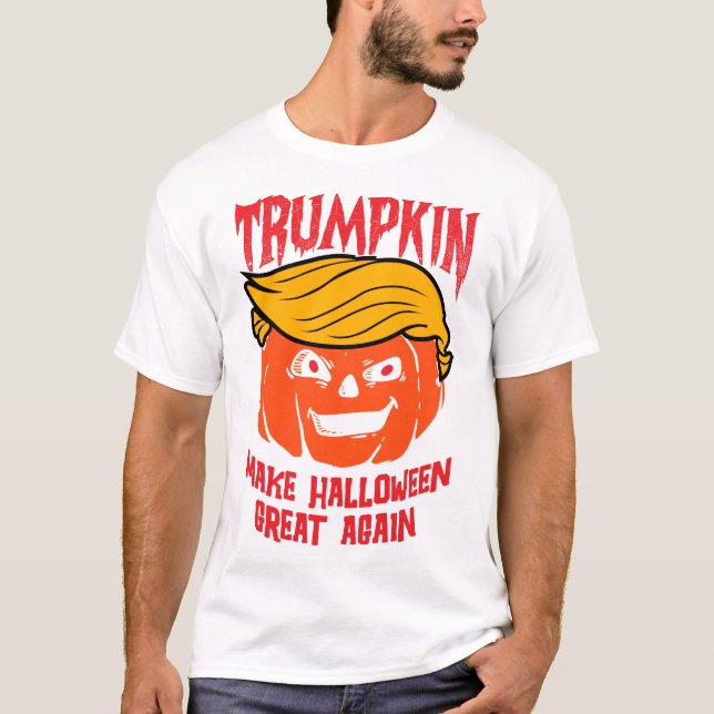Camiseta Trumpkin - Funny Trump Halloween Pumpkin Design (Frente)