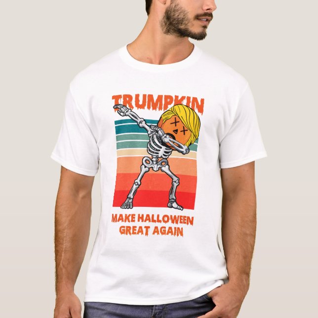 Camiseta Trumpkin Tornar Excelente de Halloween novamente 3 (Frente)