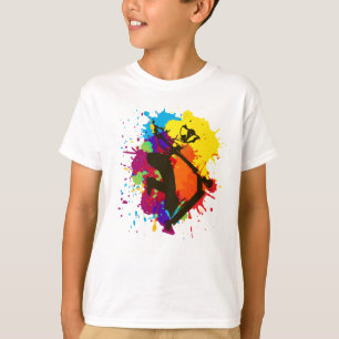 Camiseta truque colorido estilo livre do patinete