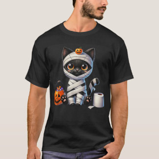 Camiseta Truque De Abóbora De Gato Negro Halloween Ou Garot
