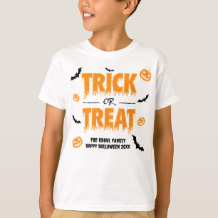Camiseta Truque de Bat de Bomba ou Tratar Leve Tema 2 Crian