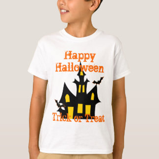 Camiseta truque de casa assombrado ou travessura