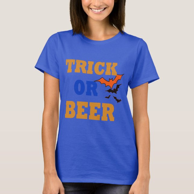 Camiseta truque de cerveja ou trate cerveja engraçada no ha (Frente)