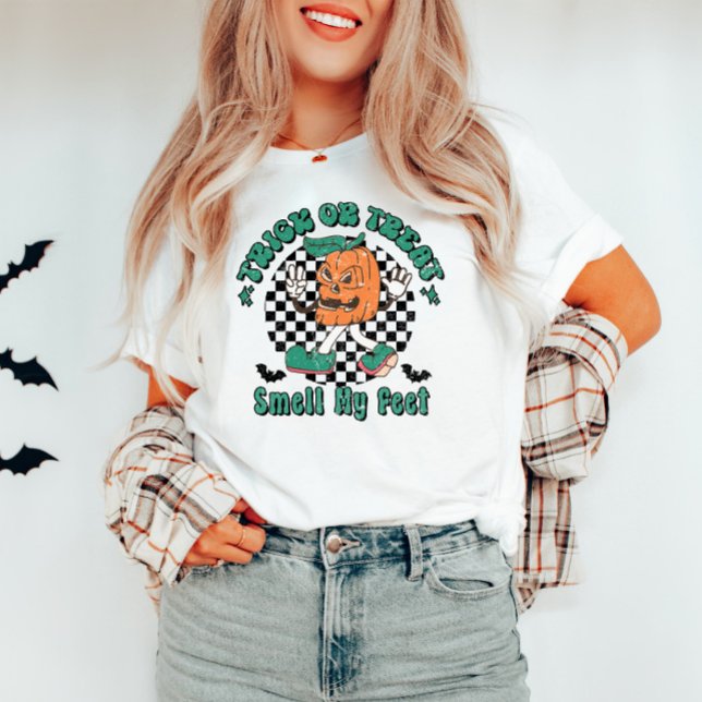 Camiseta Truque de Dia das Bruxas ou Tratar Cheira Minha Ca (Criador carregado)