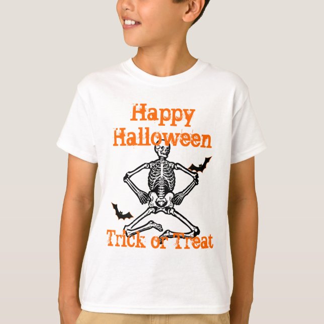 Camiseta truque de esqueleto engraçado (Frente)