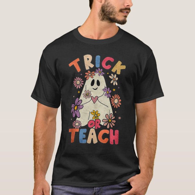 Camiseta Truque De Halloween De Grooven Ou Ensino De Fantas (Frente)