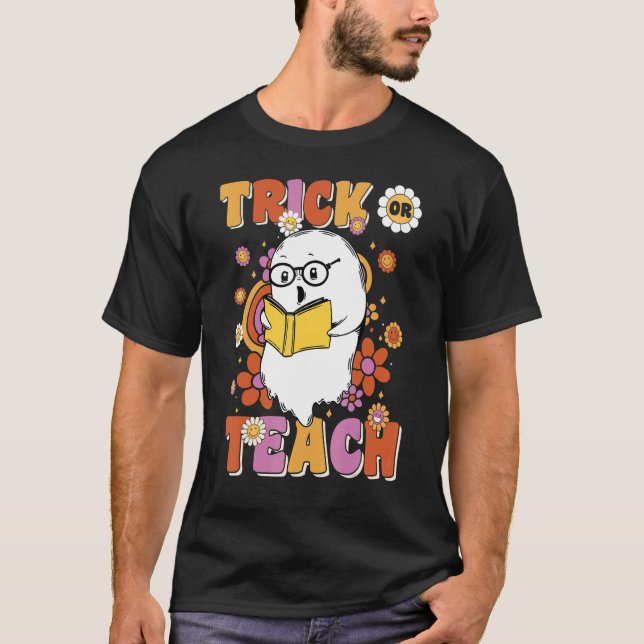 Camiseta Truque de Halloween ou guincho retrorreflector (Frente)