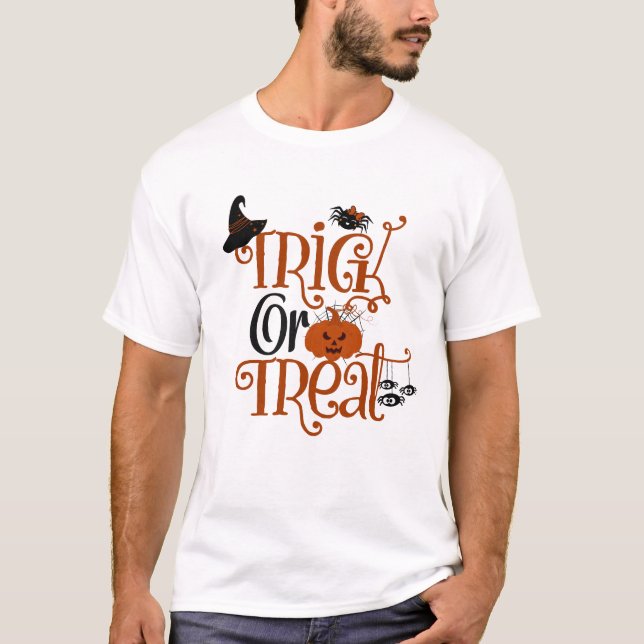 Camiseta Truque de Halloween ou Tratar Spooky (Frente)