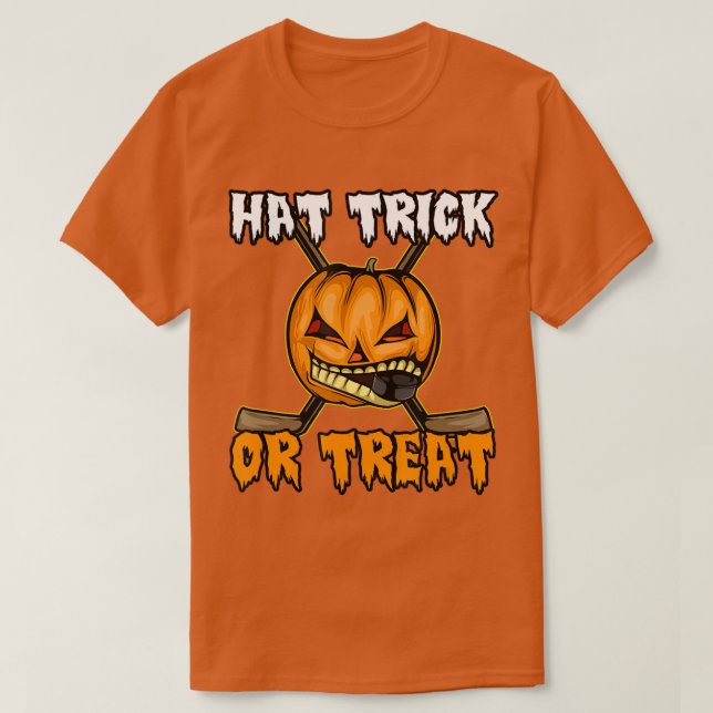 Camiseta Truque De Hóquei De Halloween Ou Engraçado (Frente do Design)