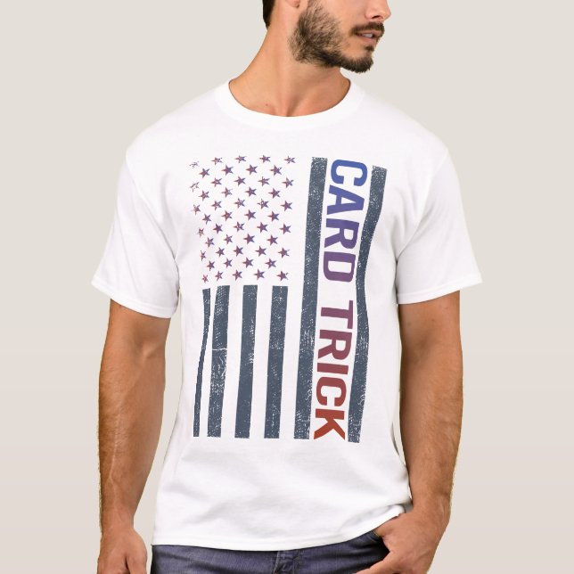 Camiseta Truque de Manipulação de Cartões da Bandeira Ameri (Frente)