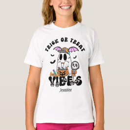 Camiseta Truque de Retro Personalizado ou Tratar as Vibes d