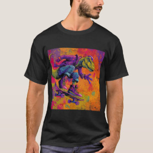 Camiseta Truque de skate do T-Rex com grafite neon