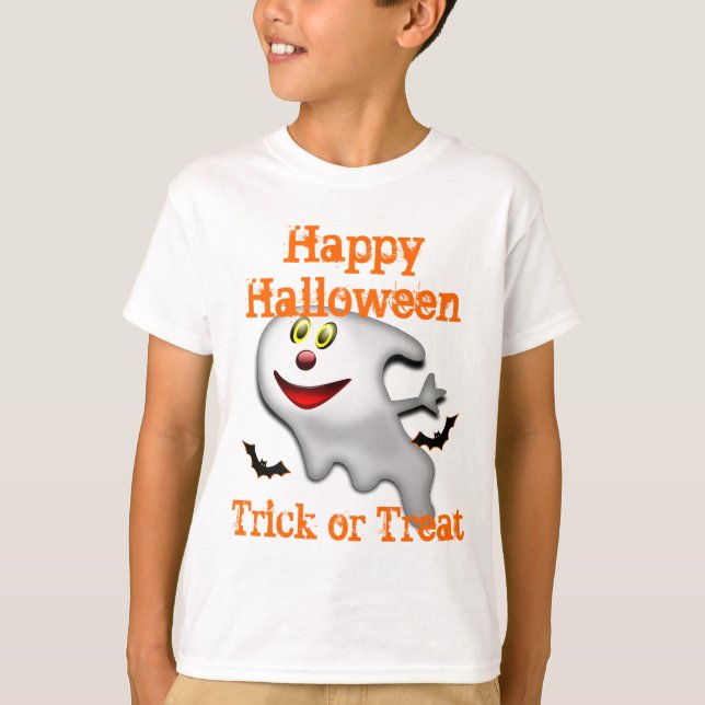 Camiseta truque fantasma engraçado ou travessura (Frente)