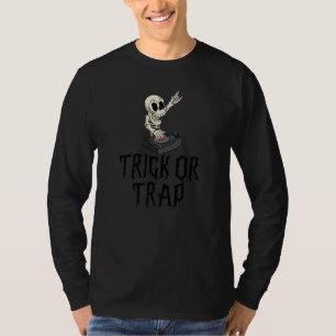 Camiseta Truque Ou Armadilha Música Eletrônica Skeleton Dj