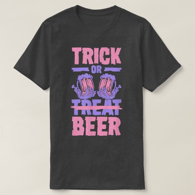 Camiseta Truque ou cervejaria ou tratamento de cervejaria d (Frente do Design)