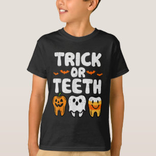 Camiseta Truque Ou Dentes De Halloween Engraçados Dentistas