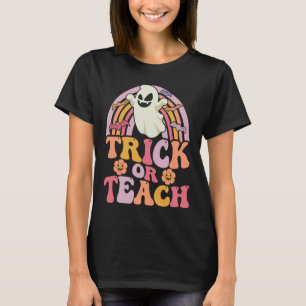Camiseta Truque ou Ensine o Rainbow Ghost Halloween