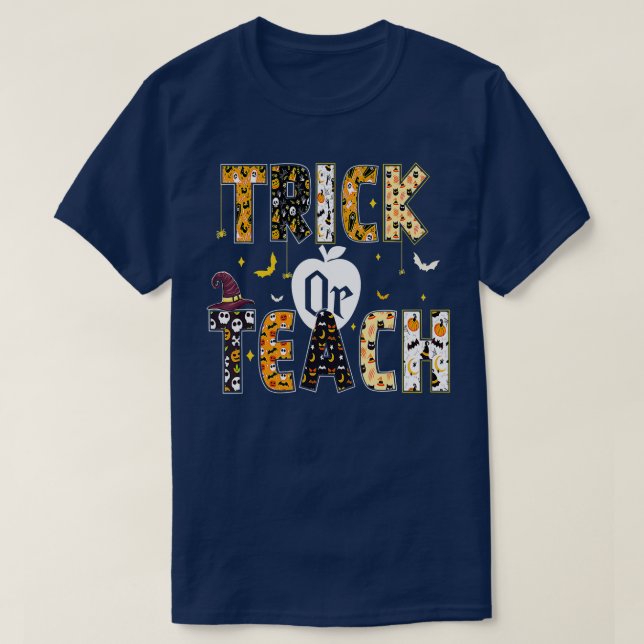 Camiseta Truque Ou Ensino Engraçado Professor Engraçado Cos (Frente do Design)
