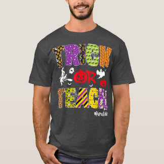 Camiseta Truque Ou Ensino Para A Vida Halloween Pumpkin Ske