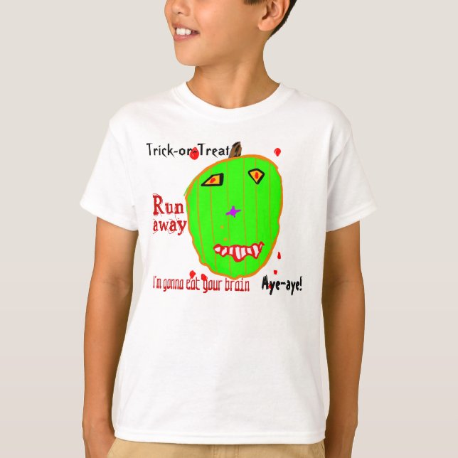 Camiseta Truque ou tratamento de abóbora zombie (Frente)