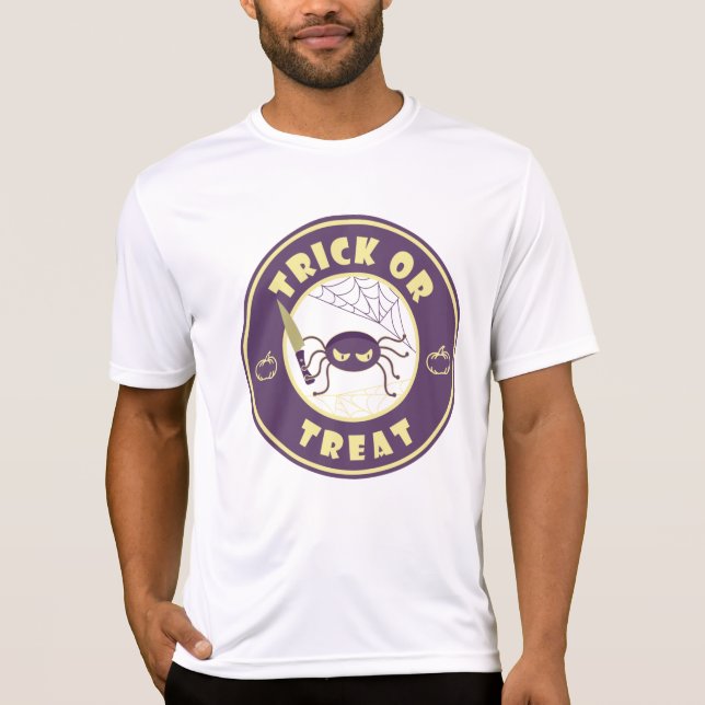 Camiseta Truque ou tratamento de aranha sanduíche estilo T- (Frente)