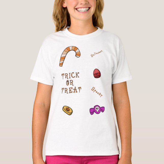 Camiseta Truque ou tratamento de Dia das Bruxas (Frente)
