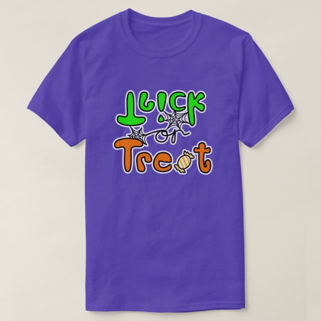 Camiseta Truque ou tratamento de festas de Halloween (Frente do Design)