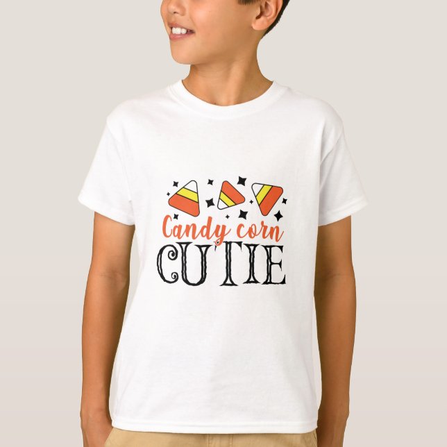 Camiseta Truque Ou Tratamento De Halloween Cutie De Milho D (Frente)