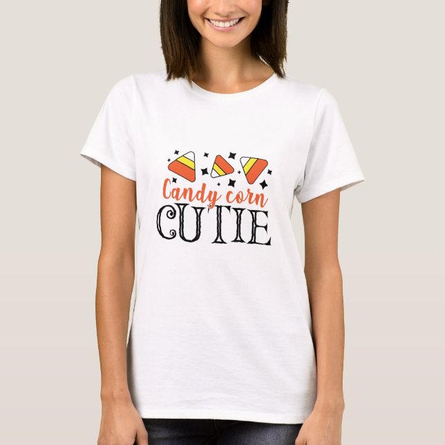 Camiseta Truque Ou Tratamento De Halloween Cutie De Milho D (Frente)