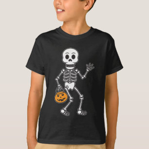 Camiseta Truque Ou Tratamento Do Esqueleto Halloween
